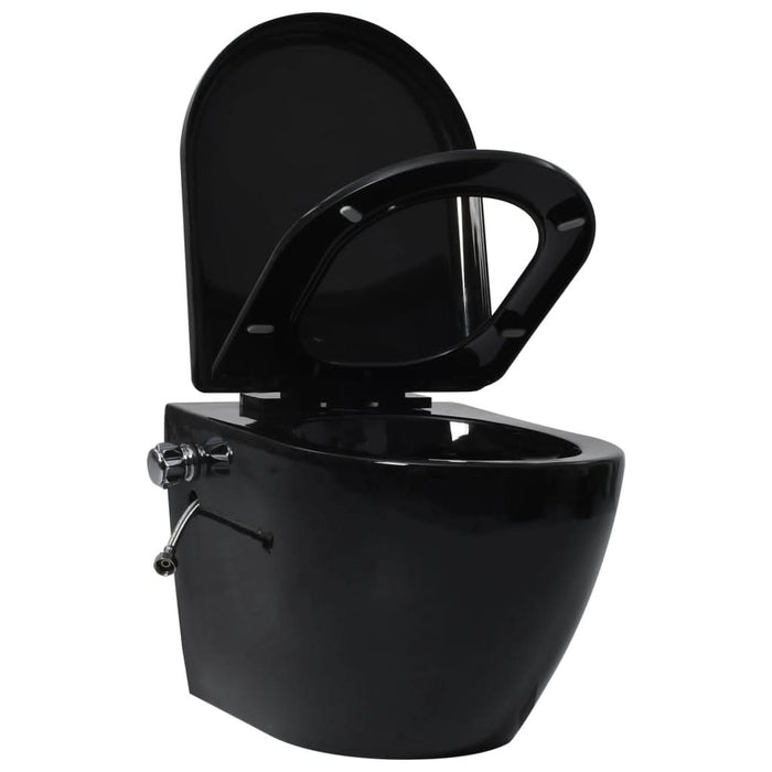 Vas WC de perete fără ramă, rezervor încastrat, negru, ceramică - WALTI WALTI