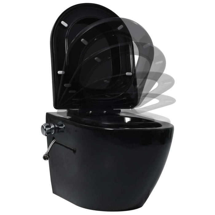 Vas WC de perete fără ramă, rezervor încastrat, negru, ceramică - WALTI WALTI