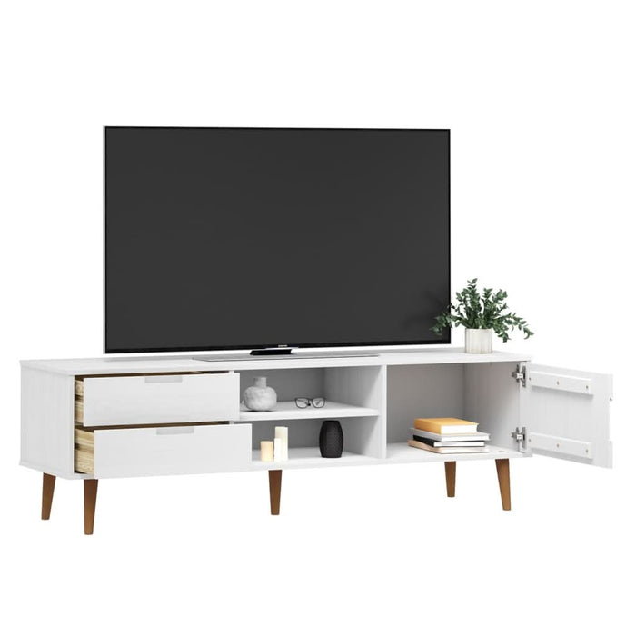 Dulap TV „MOLDE” alb, 158x40x49 cm, lemn masiv de pin - WALTI WALTI