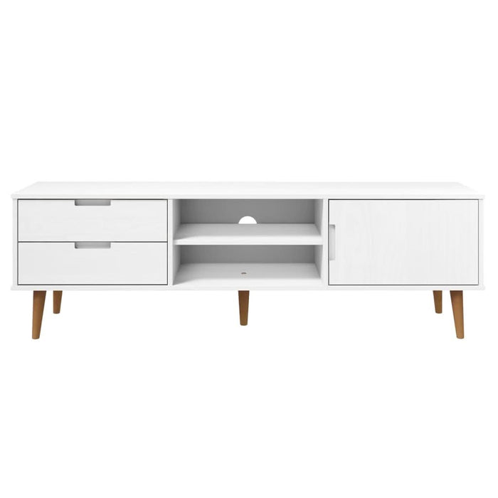 Dulap TV „MOLDE” alb, 158x40x49 cm, lemn masiv de pin - WALTI WALTI