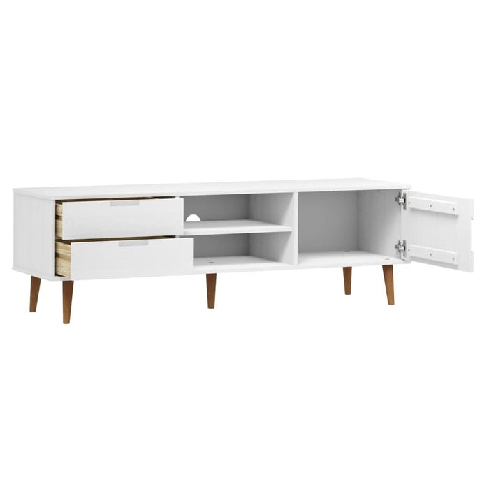 Dulap TV „MOLDE” alb, 158x40x49 cm, lemn masiv de pin - WALTI WALTI