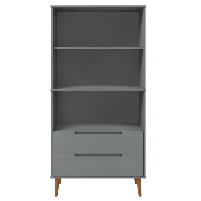 Bibliotecă „MOLDE” gri, 85x35x170,5 cm, lemn masiv de pin - WALTI WALTI