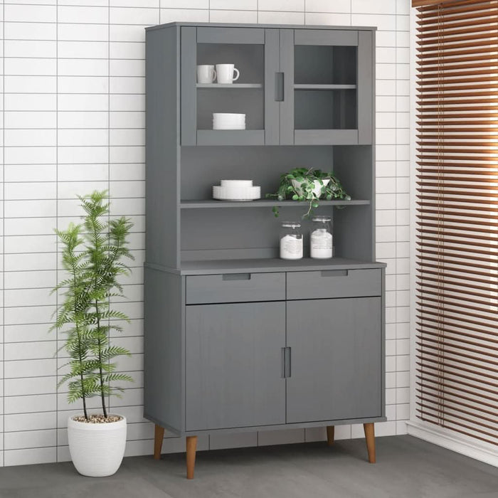 Rafturi superioare dulap înalt, gri, 90x35x100 cm, lemn de pin - WALTI WALTI