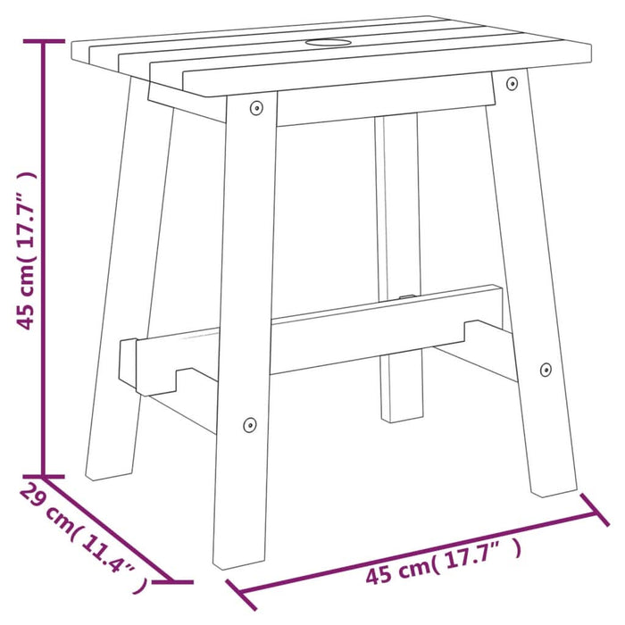 Taburet, 45x29x45 cm, dreptunghiular, lemn masiv de acacia - WALTI WALTI
