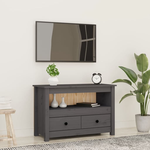 Comodă TV, gri, 79x35x52 cm, lemn masiv de pin - WALTI WALTI