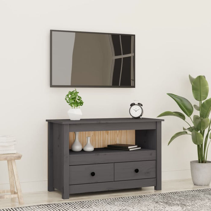 Comodă TV, gri, 79x35x52 cm, lemn masiv de pin - WALTI WALTI