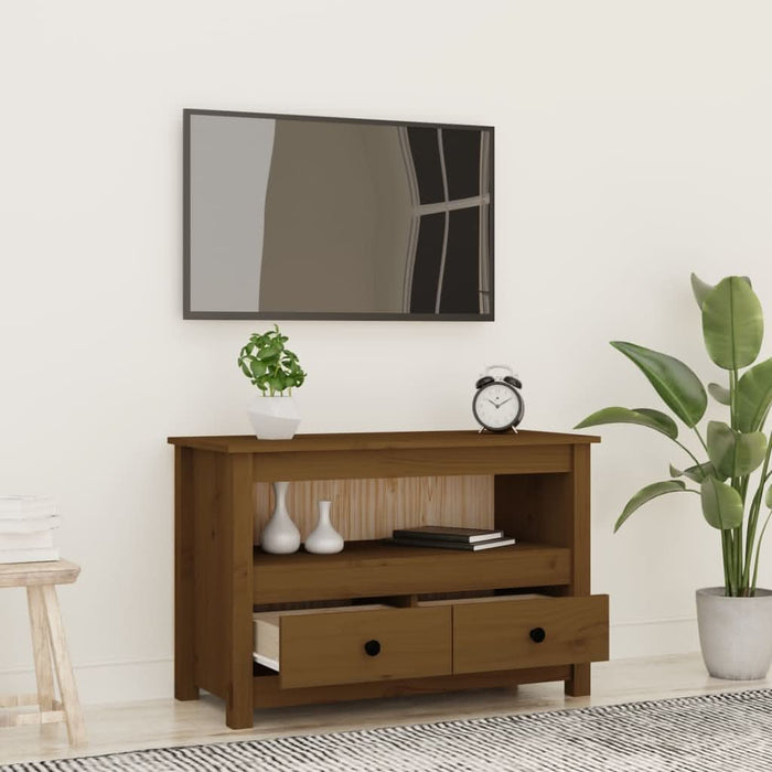 Comodă TV, maro miere, 79x35x52 cm, lemn masiv de pin - WALTI WALTI