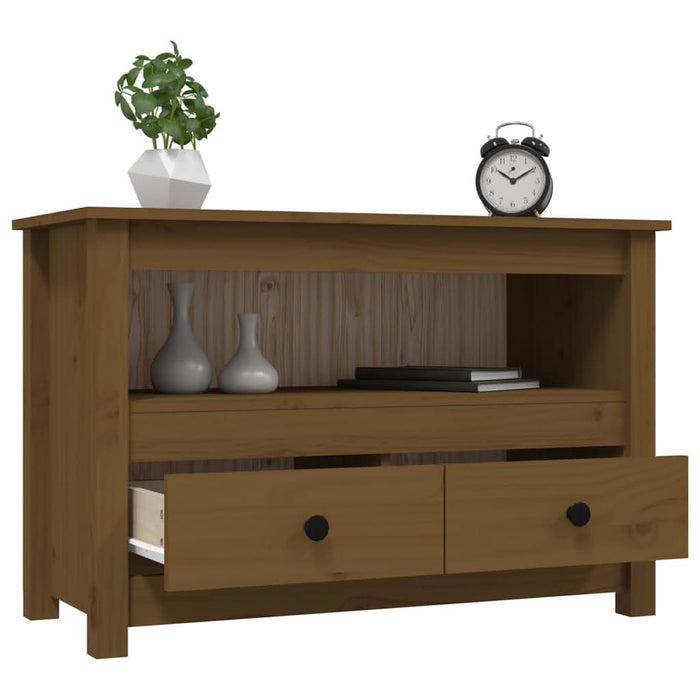 Comodă TV, maro miere, 79x35x52 cm, lemn masiv de pin - WALTI WALTI