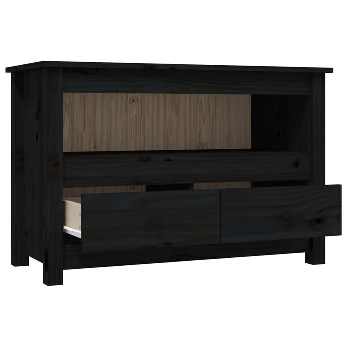 Comodă TV, negru, 79x35x52 cm, lemn masiv de pin - WALTI WALTI
