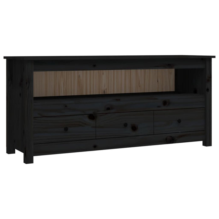 Comodă TV, negru, 114x35x52 cm, lemn masiv de pin - WALTI WALTI