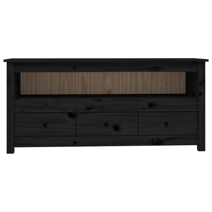 Comodă TV, negru, 114x35x52 cm, lemn masiv de pin - WALTI WALTI