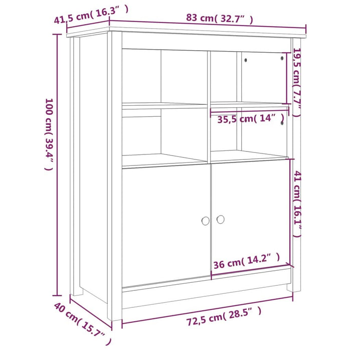Servantă, maro miere, 83x41,5x100 cm, lemn masiv de pin - WALTI WALTI