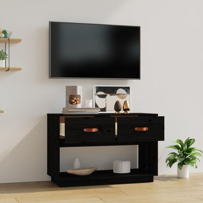 Comodă TV, negru, 90x40x60 cm, lemn masiv de pin - WALTI WALTI