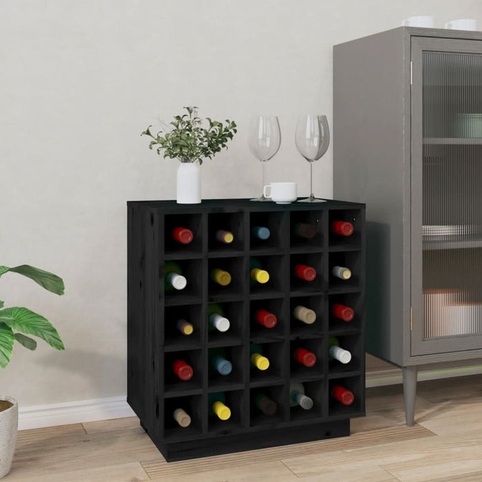 Dulap de vinuri, negru, 55,5x34x61 cm, lemn masiv de pin - WALTI WALTI