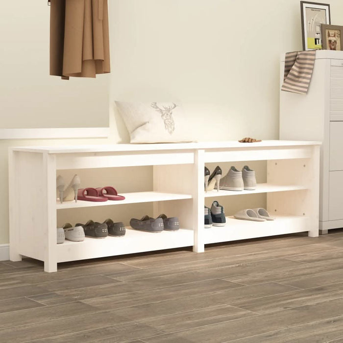 Bancă pentru pantofi, alb, 160x36,5x50 cm lemn masiv pin - WALTI WALTI
