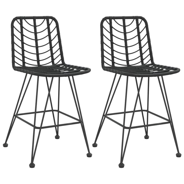 Taburete de bar, 2 buc., negru, 45x56x103,5 cm, ratan PE & oțel - WALTI WALTI