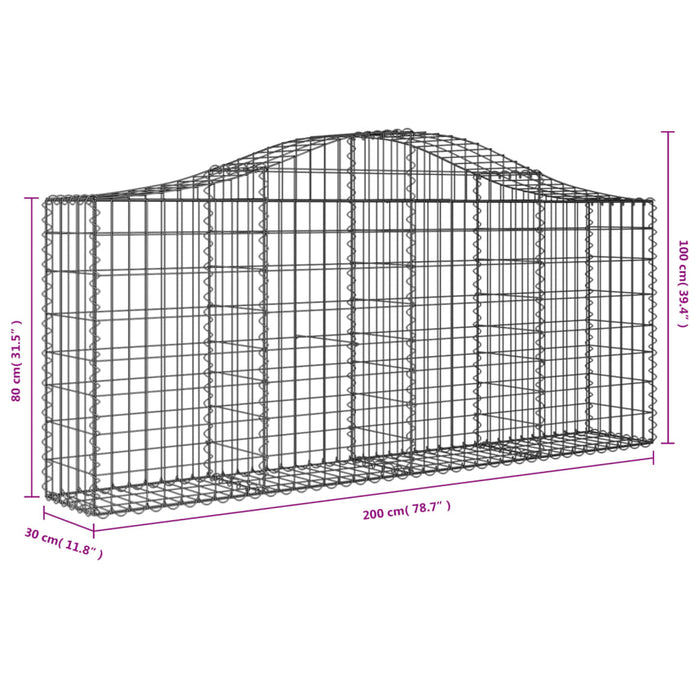 Coșuri gabion arcuite 5 buc, 200x30x80/100cm, fier galvanizat - WALTI WALTI