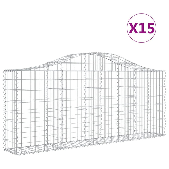Coșuri gabion arcuite 15 buc, 200x30x80/100cm, fier galvanizat - WALTI WALTI