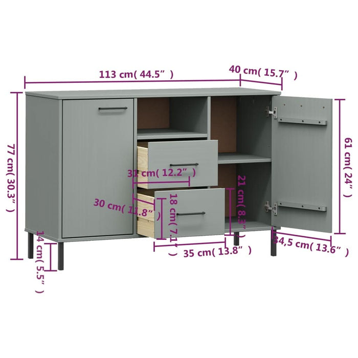 Servantă cu picioare metalice „OSLO” gri 113x40x77 cm lemn - WALTI WALTI