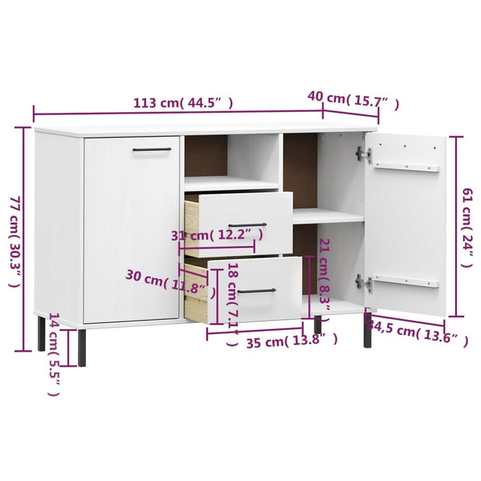 Servantă cu picioare metalice „OSLO” alb 113x40x77 cm lemn - WALTI WALTI