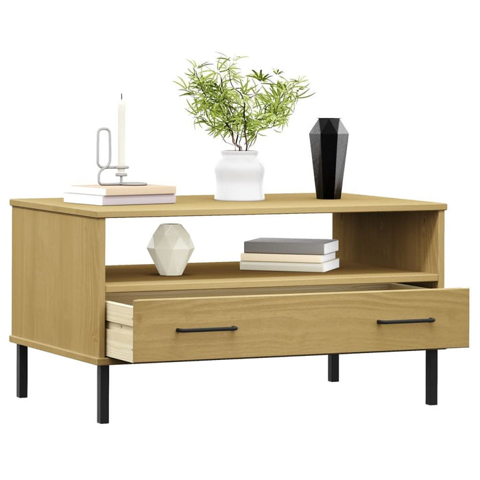 Măsuță cafea picioare metalice maro 85x50x45cm lemn masiv OSLO - WALTI WALTI