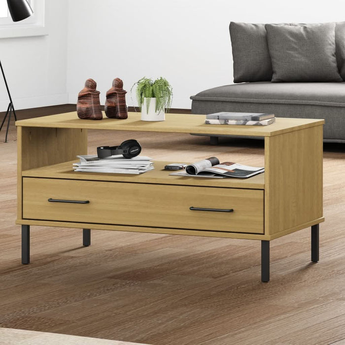 Măsuță cafea picioare metalice maro 85x50x45cm lemn masiv OSLO - WALTI WALTI