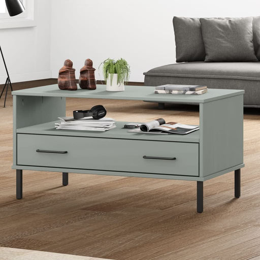 Măsuță cafea picioare metalice gri 85x50x45cm lemn masiv "OSLO" - WALTI WALTI