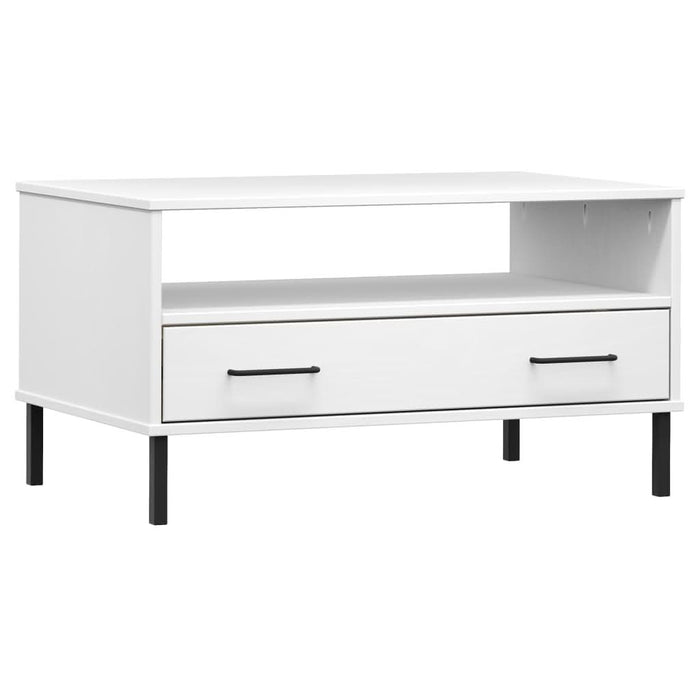 Măsuță cafea picioare metalice alb 85x50x45cm lemn masiv "OSLO" - WALTI WALTI