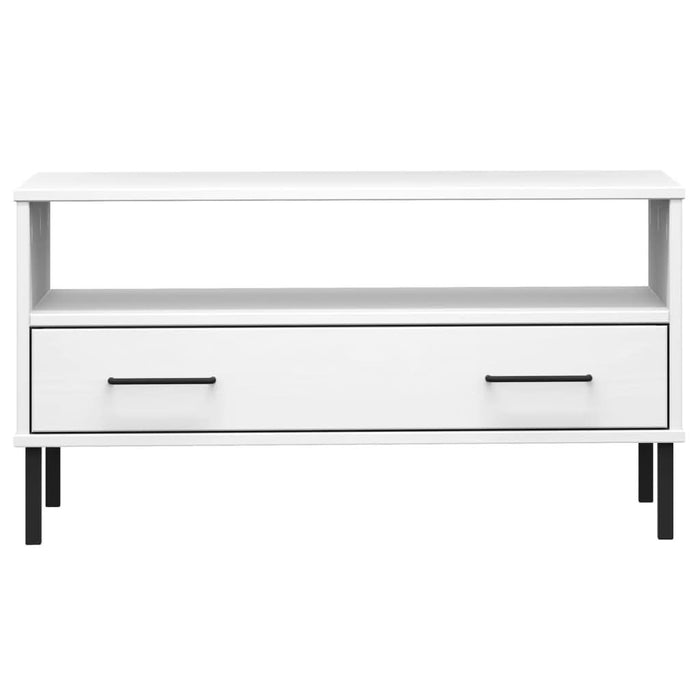 Măsuță cafea picioare metalice alb 85x50x45cm lemn masiv "OSLO" - WALTI WALTI