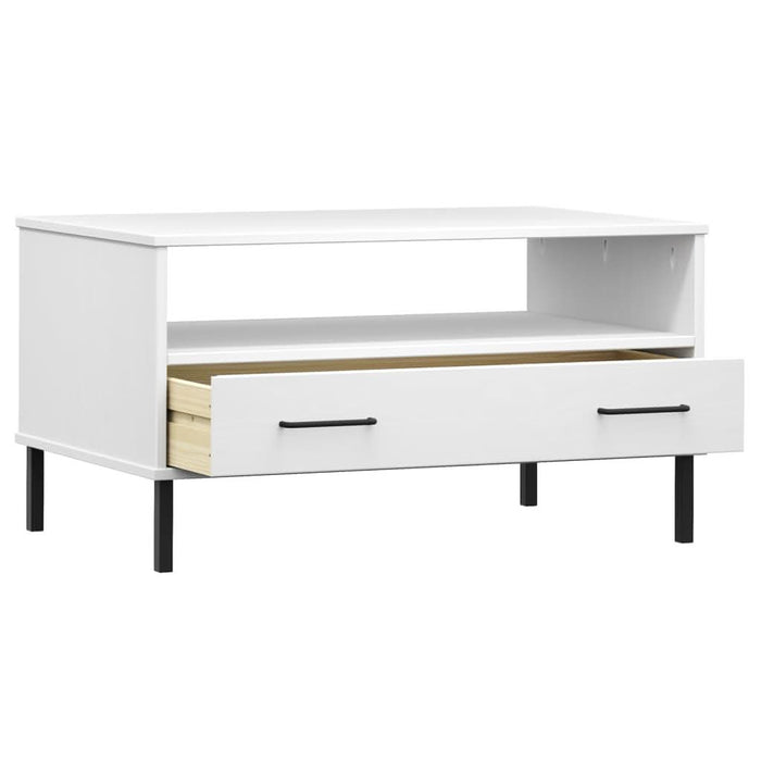 Măsuță cafea picioare metalice alb 85x50x45cm lemn masiv "OSLO" - WALTI WALTI
