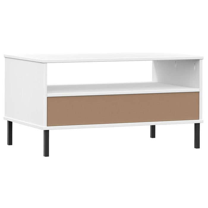 Măsuță cafea picioare metalice alb 85x50x45cm lemn masiv "OSLO" - WALTI WALTI