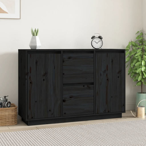 Servantă, negru, 111x34x75 cm, lemn masiv de pin - WALTI WALTI
