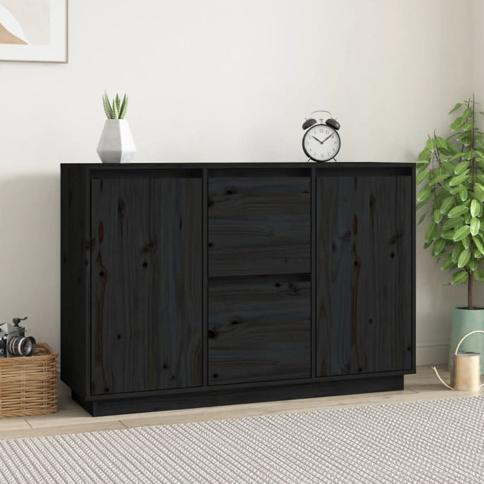 Servantă, negru, 111x34x75 cm, lemn masiv de pin - WALTI WALTI