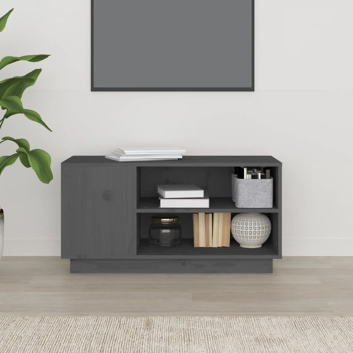 Comodă TV, gri, 80x35x40,5 cm, lemn masiv de pin - WALTI WALTI