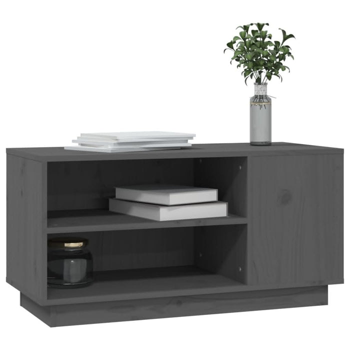 Comodă TV, gri, 80x35x40,5 cm, lemn masiv de pin - WALTI WALTI
