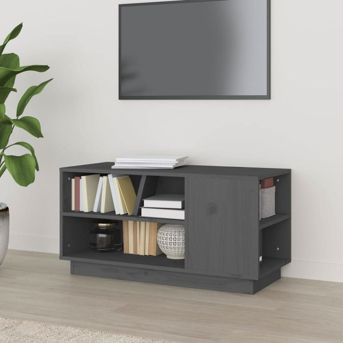 Comodă TV, gri, 80x35x40,5 cm, lemn masiv de pin - WALTI WALTI