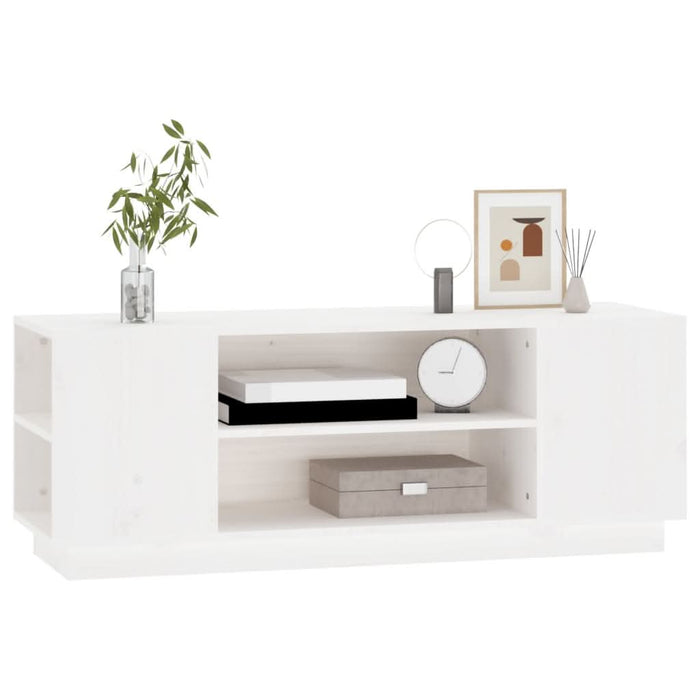 Comodă TV, alb, 110x35x40,5 cm, lemn masiv de pin - WALTI WALTI