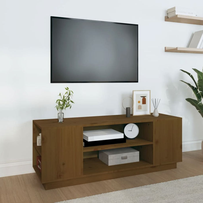 Comodă TV, maro miere, 110x35x40,5 cm, lemn masiv de pin - WALTI WALTI