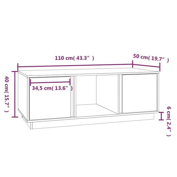 Măsuță de cafea, gri, 110x50x40 cm, lemn masiv de pin - WALTI WALTI