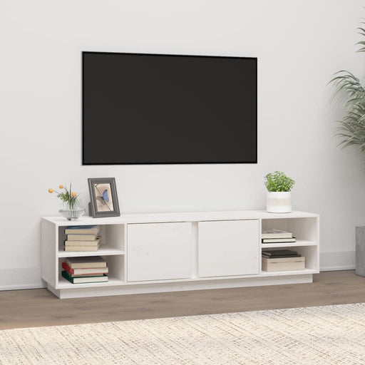 Comodă TV, alb, 156x40x40 cm, lemn masiv de pin - WALTI WALTI