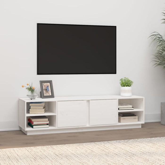 Comodă TV, alb, 156x40x40 cm, lemn masiv de pin - WALTI WALTI