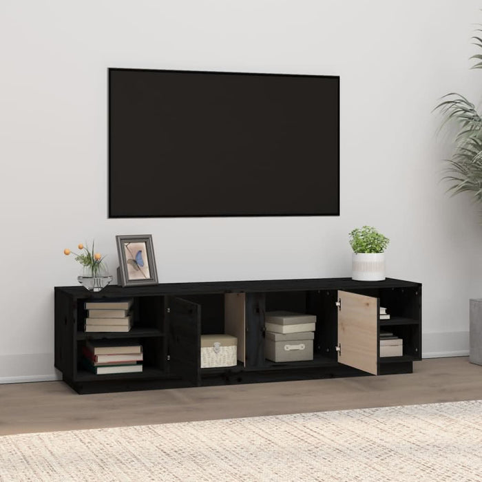 Comodă TV, negru, 156x40x40 cm, lemn masiv de pin - WALTI WALTI