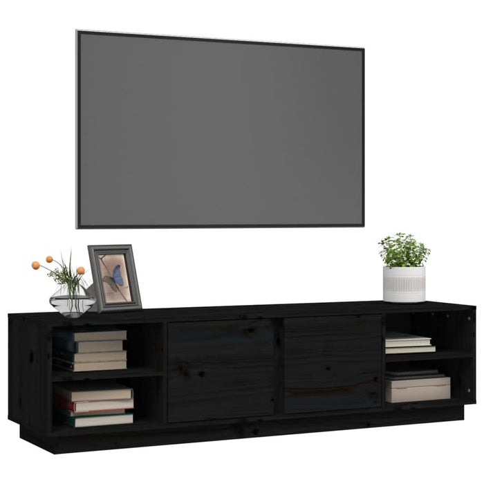 Comodă TV, negru, 156x40x40 cm, lemn masiv de pin - WALTI WALTI
