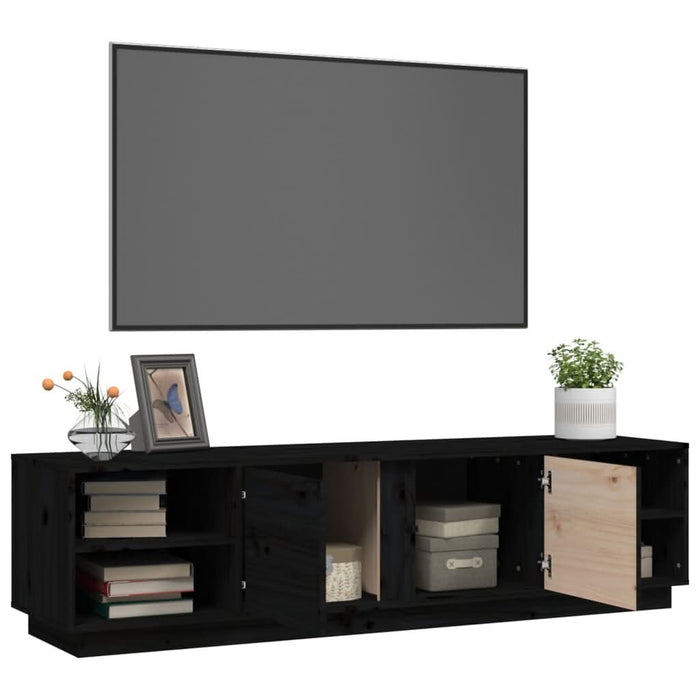 Comodă TV, negru, 156x40x40 cm, lemn masiv de pin - WALTI WALTI