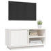 Comodă TV, alb, 80x35x40,5 cm, lemn masiv de pin - WALTI WALTI