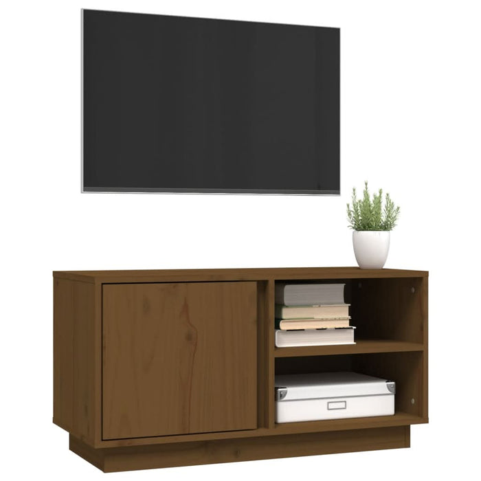 Comodă TV, maro miere, 80x35x40,5 cm, lemn masiv de pin - WALTI WALTI
