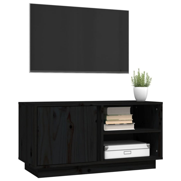 Comodă TV, negru, 80x35x40,5 cm, lemn masiv de pin - WALTI WALTI