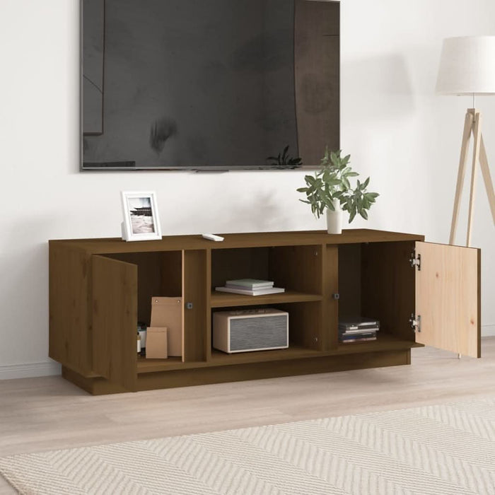 Comodă TV, maro miere, 110x35x40,5 cm, lemn masiv de pin - WALTI WALTI