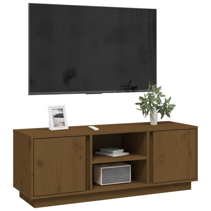 Comodă TV, maro miere, 110x35x40,5 cm, lemn masiv de pin - WALTI WALTI