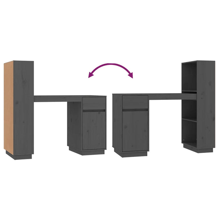 Birou, gri, 110x53x117 cm, lemn masiv de pin - WALTI WALTI